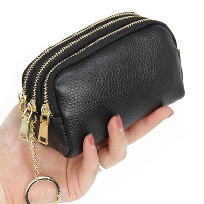 Portofel mic din piele ecologica cu trei compartimente si breloc