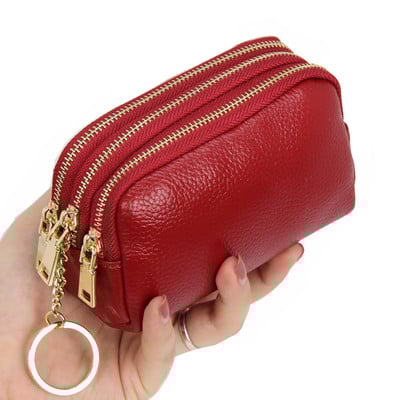 Portofel mic din piele ecologica cu trei compartimente si breloc