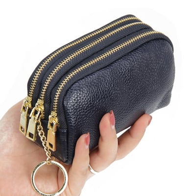 Portofel mic din piele ecologica cu trei compartimente si breloc