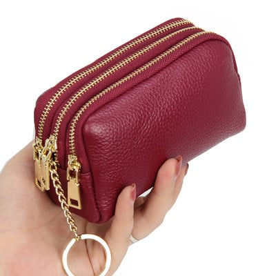 Portofel mic din piele ecologica cu trei compartimente si breloc