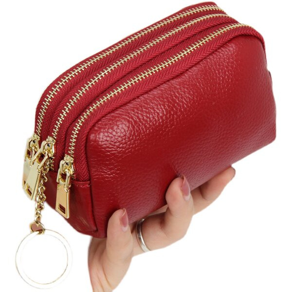 Portofel mic din piele ecologica cu trei compartimente si breloc