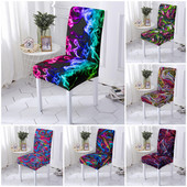 Psichodelinis kėdės užvalkalas spandeksas, elastingas kėdės užvalkalas, apsaugantis nuo nešvarumų, abstraktus stiliaus sėdynės dėklas, skirtas banketų viešbučio vestuvėms 1/2/4/6 vnt.