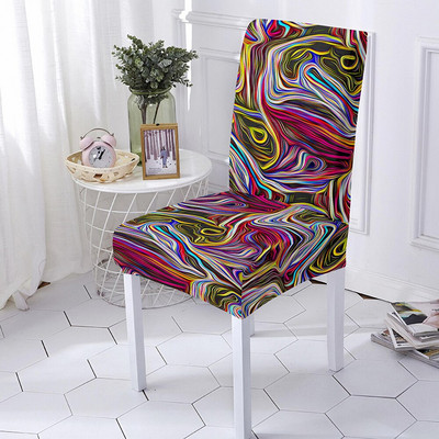 Psichodelinis kėdės užvalkalas spandeksas, elastingas kėdės užvalkalas, apsaugantis nuo nešvarumų, abstraktus stiliaus sėdynės dėklas, skirtas banketų viešbučio vestuvėms 1/2/4/6 vnt.