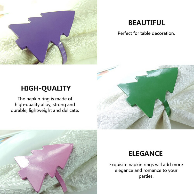 6 bucăți inele pentru șervețele pentru brad de Crăciun Decor pentru masă de vacanță, cadou de Crăciun