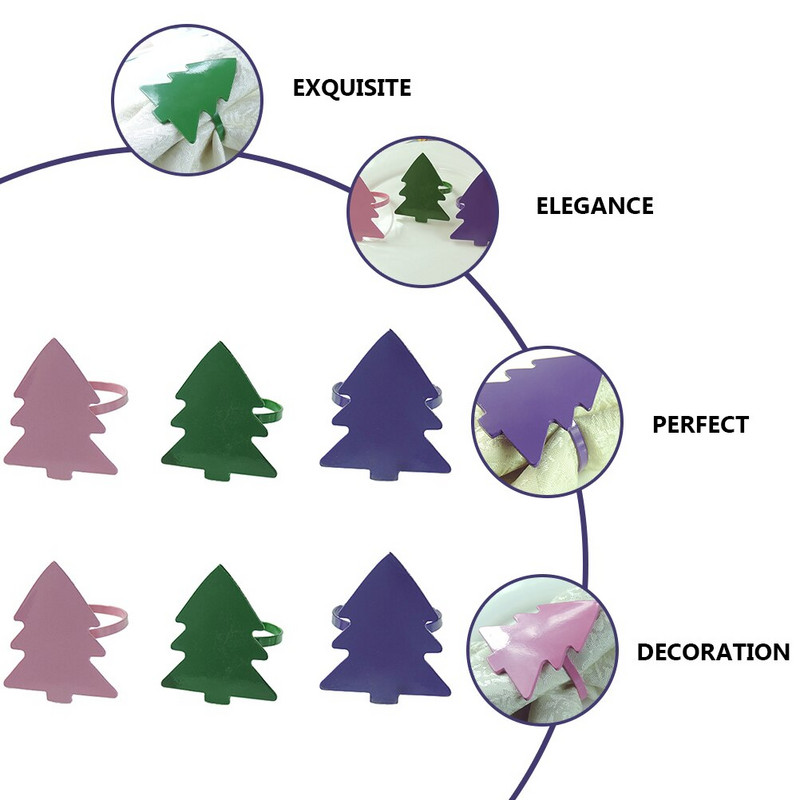 6 bucăți inele pentru șervețele pentru brad de Crăciun Decor pentru masă de vacanță, cadou de Crăciun