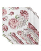 Flori de epocă Bujor roz Servețele albe Set de pânză Față de masă pentru petrecere de nuntă Servețele moale de bucătărie Servețele de Crăciun