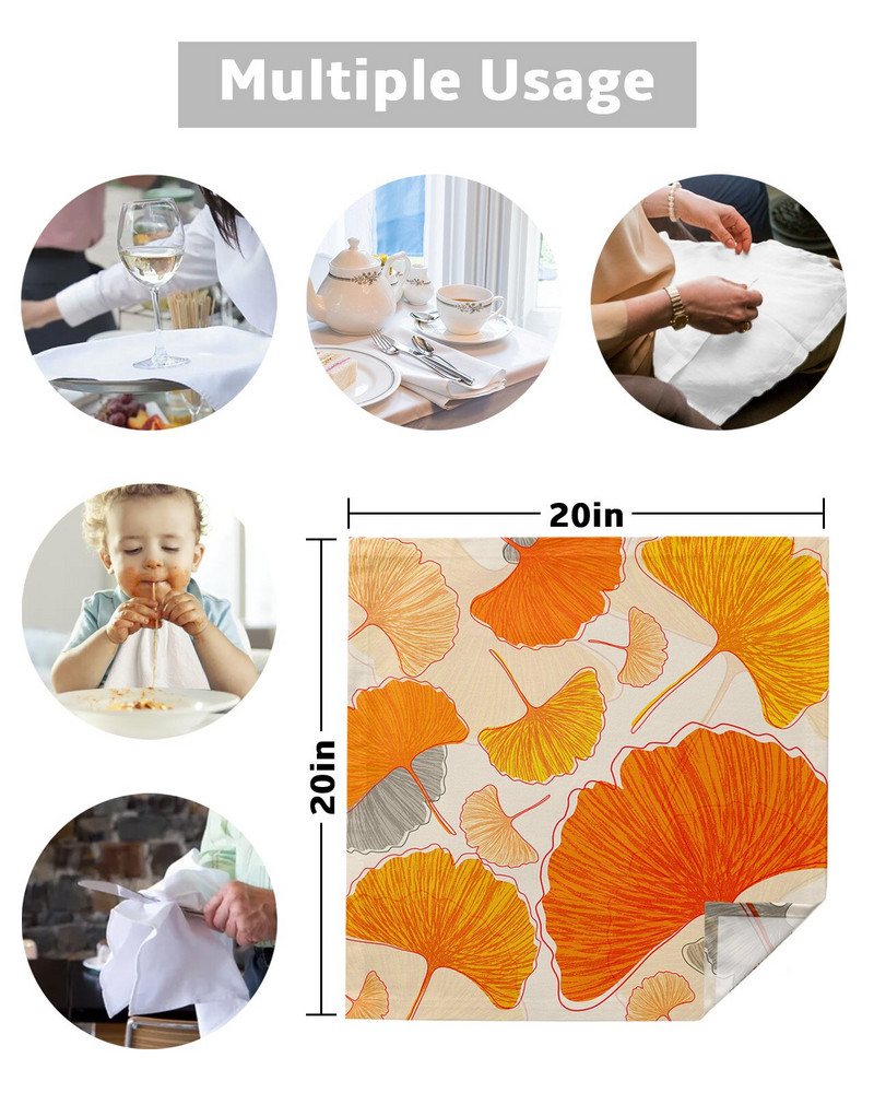 Set de șervețele din pânză Ginkgo Biloba, florale retro, pentru petreceri de ziua de naștere, pentru decorațiuni de nuntă, șervețele pentru restaurante, servetele de masă