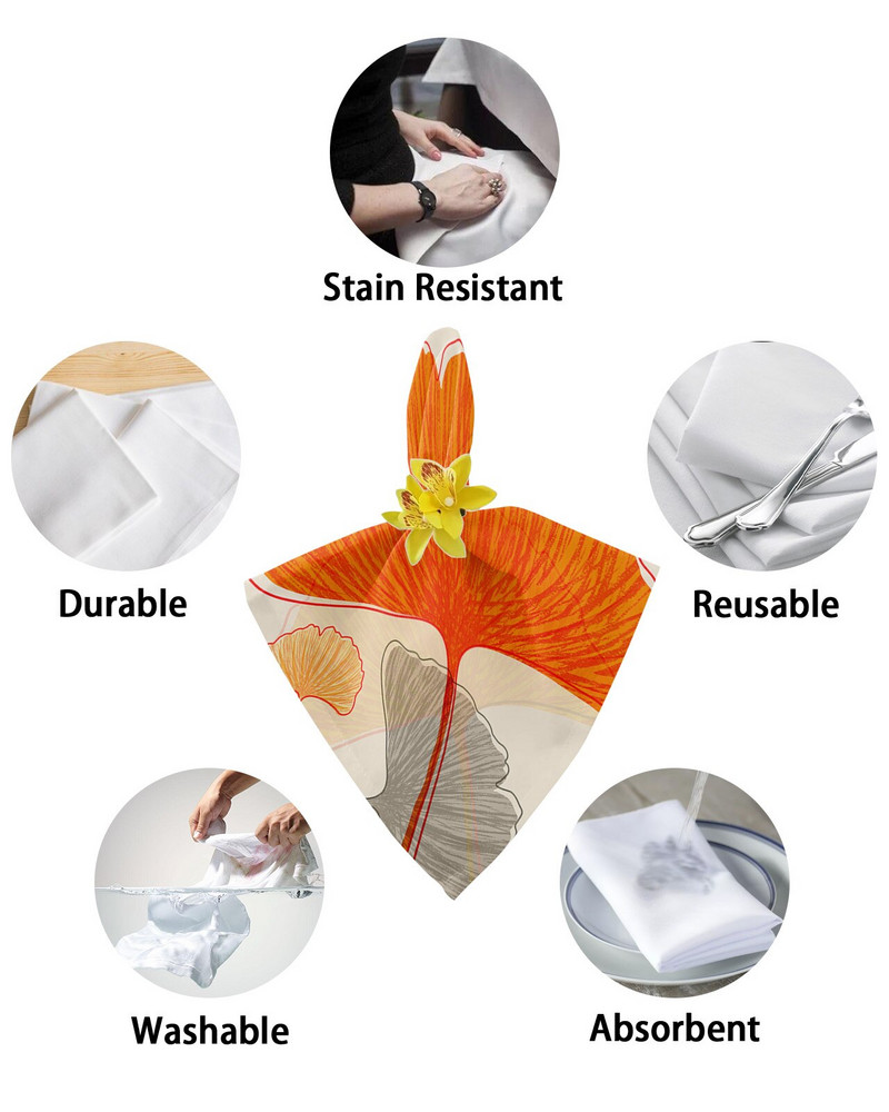 Set de șervețele din pânză Ginkgo Biloba, florale retro, pentru petreceri de ziua de naștere, pentru decorațiuni de nuntă, șervețele pentru restaurante, servetele de masă