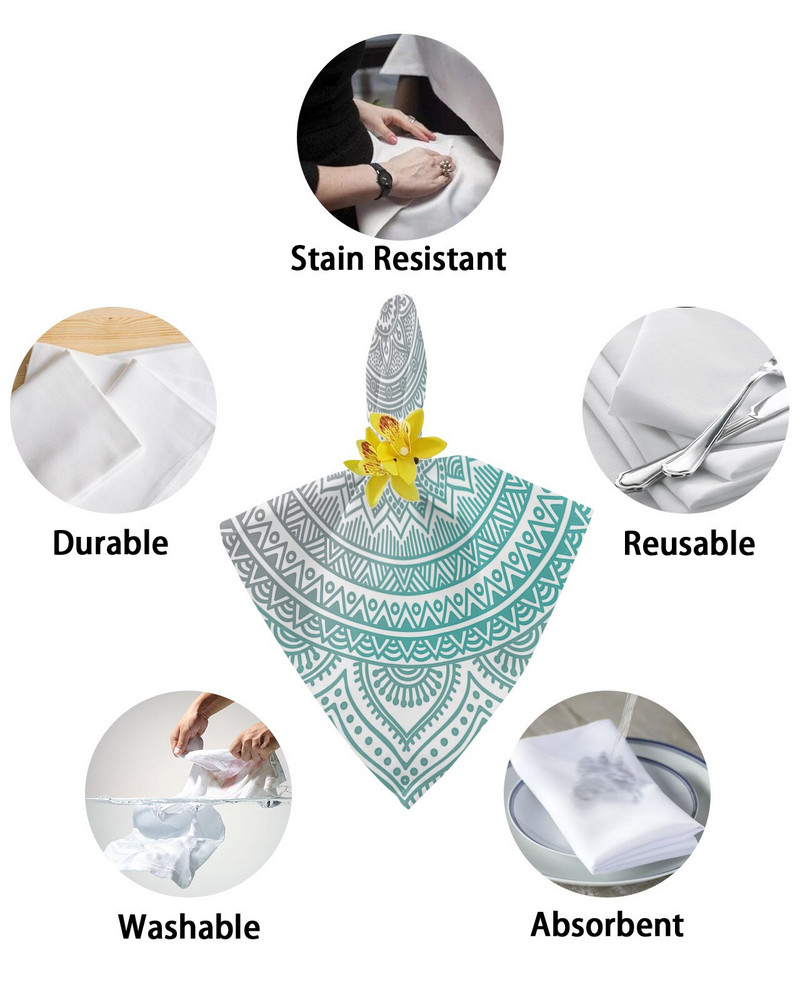 Mandala geometrické gradientové umelecké obrúsky na stôl, sada látok, mäkká vreckovka, svadobná dekorácia, banket, večera, obrúsky na stôl