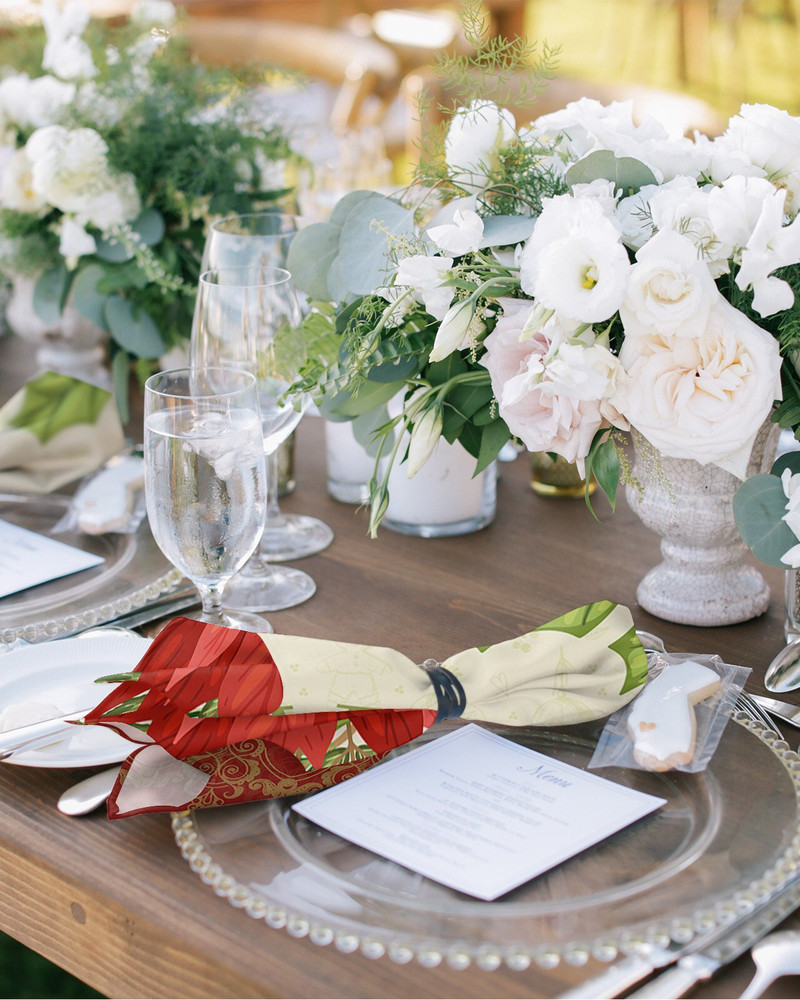 Floare de Crăciun Servețele cu Textura Geometrică Set Pânză Față de masă pentru petrecere de nuntă Servețele moale de bucătărie Servețele de Crăciun