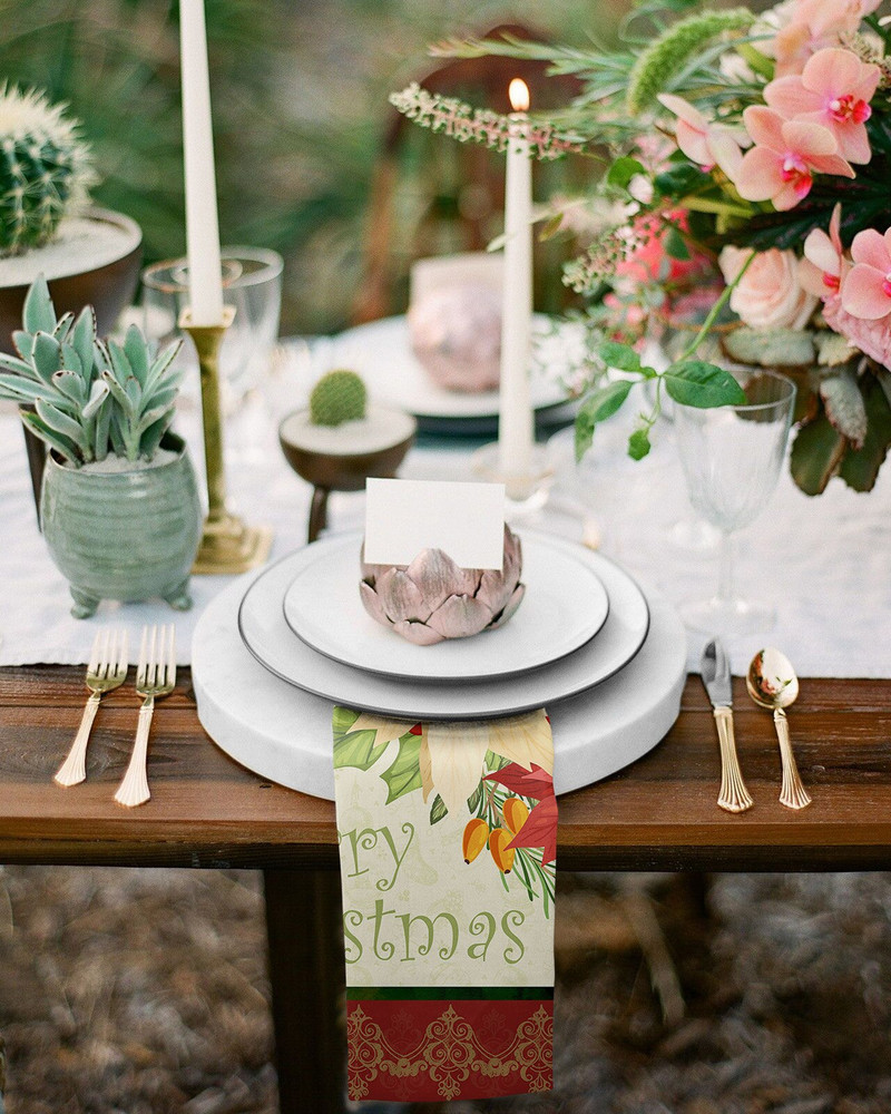 Floare de Crăciun Servețele cu Textura Geometrică Set Pânză Față de masă pentru petrecere de nuntă Servețele moale de bucătărie Servețele de Crăciun