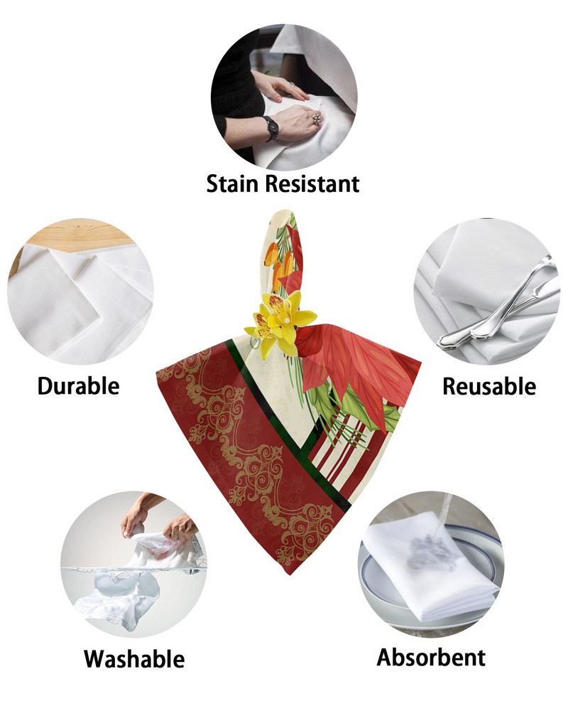 Floare de Crăciun Servețele cu Textura Geometrică Set Pânză Față de masă pentru petrecere de nuntă Servețele moale de bucătărie Servețele de Crăciun