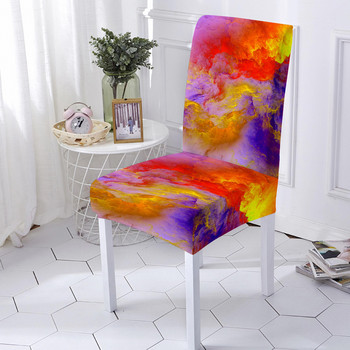 Ελαστικό κάλυμμα καρέκλας Πολύχρωμο μαρμάρινο κάλυμμα καρέκλας εκτύπωσης Αντι-βρώμικο κάλυμμα ελαστικής καρέκλας Spandex για κουζίνα γραφείου συμποσίου