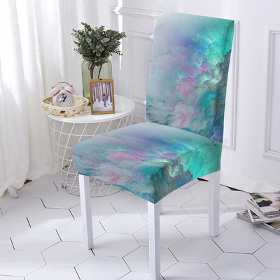 Ελαστικό κάλυμμα καρέκλας Πολύχρωμο μαρμάρινο κάλυμμα καρέκλας εκτύπωσης Αντι-βρώμικο κάλυμμα ελαστικής καρέκλας Spandex για κουζίνα γραφείου συμποσίου
