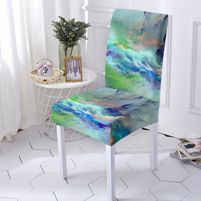 Ελαστικό κάλυμμα καρέκλας Πολύχρωμο μαρμάρινο κάλυμμα καρέκλας εκτύπωσης Αντι-βρώμικο κάλυμμα ελαστικής καρέκλας Spandex για κουζίνα γραφείου συμποσίου
