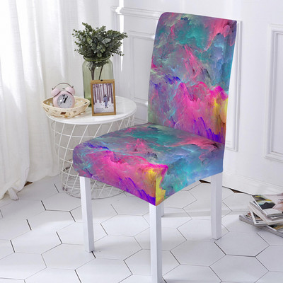 Ελαστικό κάλυμμα καρέκλας Πολύχρωμο μαρμάρινο κάλυμμα καρέκλας εκτύπωσης Αντι-βρώμικο κάλυμμα ελαστικής καρέκλας Spandex για κουζίνα γραφείου συμποσίου