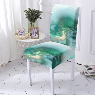 Ελαστικό κάλυμμα καρέκλας Πολύχρωμο μαρμάρινο κάλυμμα καρέκλας εκτύπωσης Αντι-βρώμικο κάλυμμα ελαστικής καρέκλας Spandex για κουζίνα γραφείου συμποσίου