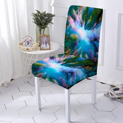 Ελαστικό κάλυμμα καρέκλας Πολύχρωμο μαρμάρινο κάλυμμα καρέκλας εκτύπωσης Αντι-βρώμικο κάλυμμα ελαστικής καρέκλας Spandex για κουζίνα γραφείου συμποσίου