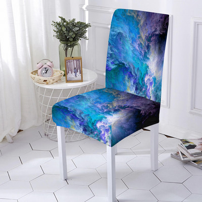 Ελαστικό κάλυμμα καρέκλας Πολύχρωμο μαρμάρινο κάλυμμα καρέκλας εκτύπωσης Αντι-βρώμικο κάλυμμα ελαστικής καρέκλας Spandex για κουζίνα γραφείου συμποσίου