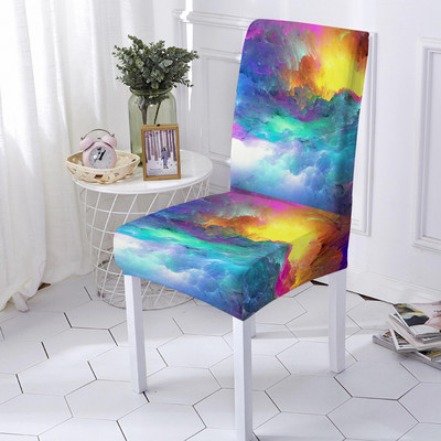 Ελαστικό κάλυμμα καρέκλας Πολύχρωμο μαρμάρινο κάλυμμα καρέκλας εκτύπωσης Αντι-βρώμικο κάλυμμα ελαστικής καρέκλας Spandex για κουζίνα γραφείου συμποσίου