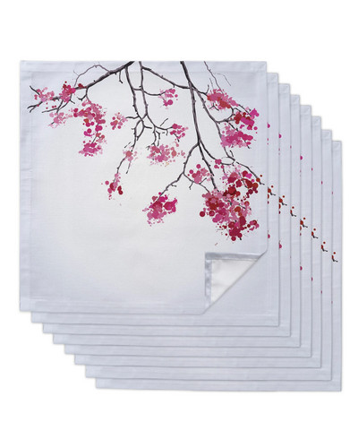 Plant Roz Flori Ramă Servețele de masă Set Pânză Batistă Moale Decorare Nuntă Banchet Cină Servețele Pânză