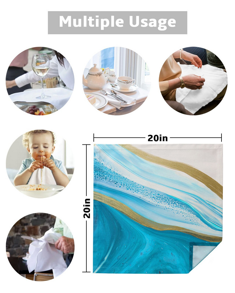 Mėlynos spalvos gradiento tekstūros marmurinis stalo servetėlių audinio rinkinys Minkšta nosinaitė Vestuvių dekoravimas banketų vakarienės servetėlių audinys