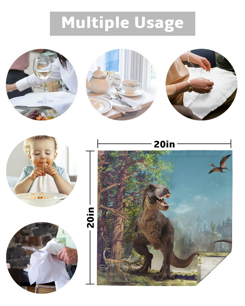 Jurský 3D dinosaurus Panenský les Stolové obrúsky Sada mäkkých vreckoviek Svadobná dekorácia Banket Večera Obrúsky