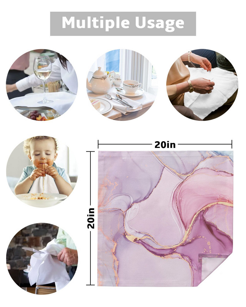Marmuro gradiento rožinės audinio servetėlių rinkinys Šventiniam banketui vestuvių dekoravimui arbatos rankšluosčio virtuvės pietų stalo servetėlės