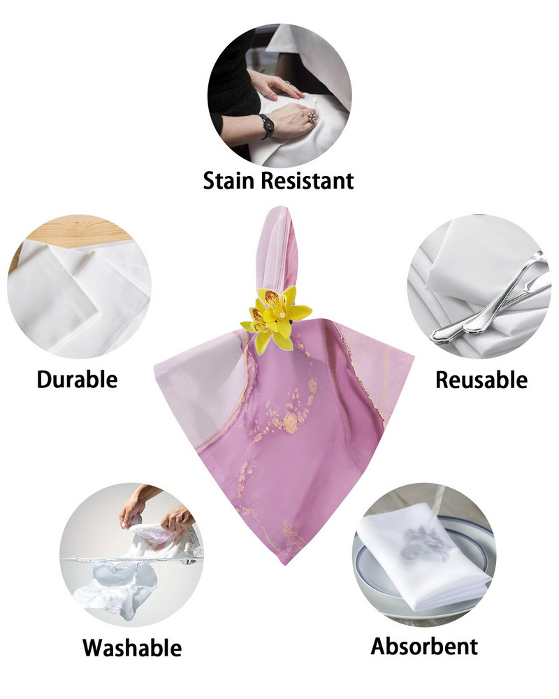 Marmuro gradiento rožinės audinio servetėlių rinkinys Šventiniam banketui vestuvių dekoravimui arbatos rankšluosčio virtuvės pietų stalo servetėlės