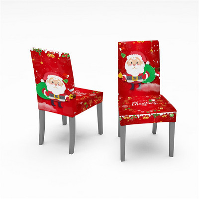 Vianočný poťah na stoličku s potlačou vzoru Santa Clausa, elastický poťah na jedálenské stoličky, odnímateľný poťah na kuchynské sedadlo, 4/6 ks