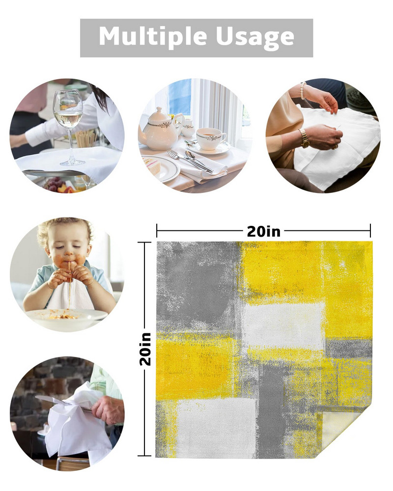 Olajfestmény Absztrakt geometrikus sárga szalvéták kendőkészlet esküvői asztalterítő puha konyhai vacsora szalvéták karácsonyi szalvéták