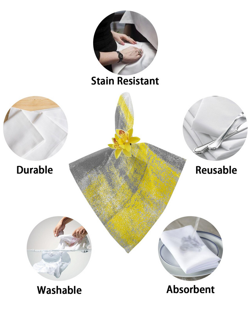 Olajfestmény Absztrakt geometrikus sárga szalvéták kendőkészlet esküvői asztalterítő puha konyhai vacsora szalvéták karácsonyi szalvéták