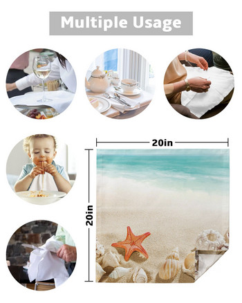 Ocean Beach Starfish Shell Τραπεζοπετσέτες Υφασμάτινο Σετ Μαλακό μαντήλι Διακόσμηση γάμου Δείπνο Χαρτοπετσέτες Πανί