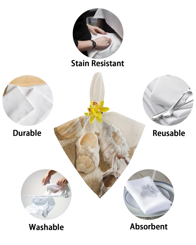 Ocean Beach Steaua de mare Cochilii de masă Servețele de masă Set de pânză Batistă moale Decorare de nuntă Banchet Cină Servețele Pânză