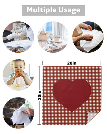 Καρό φόντο του Αγίου Βαλεντίνου Love Heart Τραπεζοπετσέτες υφασμάτινο σετ για ντεκόρ γάμου Μαλακό ύφασμα για τραπεζοπετσέτες κουζίνας