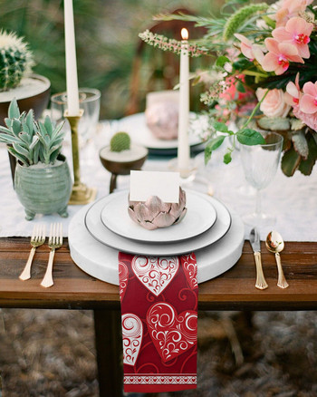 Σετ υφασμάτινες χαρτοπετσέτες αγάπης για την ημέρα του Αγίου Βαλεντίνου Διακόσμηση γάμου γιορτινής δεξίωσης Πετσέτα κουζίνας Τραπεζοπετσέτες τραπεζιού