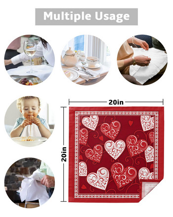 Σετ υφασμάτινες χαρτοπετσέτες αγάπης για την ημέρα του Αγίου Βαλεντίνου Διακόσμηση γάμου γιορτινής δεξίωσης Πετσέτα κουζίνας Τραπεζοπετσέτες τραπεζιού