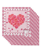Ziua Îndrăgostiților Trandafiri Dragoste Servețele în carouri roz Set de pânză Față de masă Moale Bucătărie Servețele de Crăciun