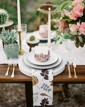 Φθινοπωρινά φύλλα των Ευχαριστιών Σετ πετσέτες από λευκό ύφασμα Εορταστική διακόσμηση γάμου Πετσέτα κουζίνας Τραπεζοπετσέτες τραπεζιού