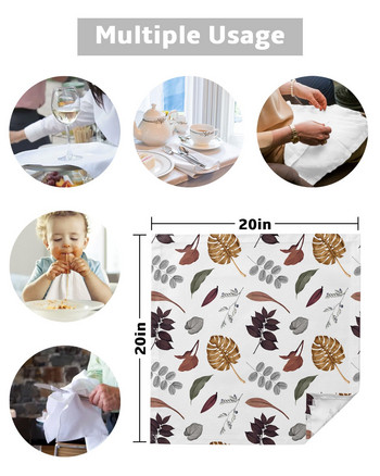 Φθινοπωρινά φύλλα των Ευχαριστιών Σετ πετσέτες από λευκό ύφασμα Εορταστική διακόσμηση γάμου Πετσέτα κουζίνας Τραπεζοπετσέτες τραπεζιού