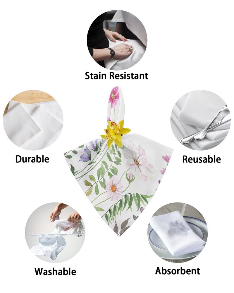 Set de șervețele din pânză cu flori de primăvară, fluture, pentru banchete festive, decor de nuntă, prosop de bucătărie, șervețele de masă