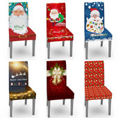 Moderný vianočný poťah na stoličku s 3D potlačou Santa Clausa, puzdro na sedadlo pre banketovú hotelovú jedáleň, dekoráciu Navidad Noel Housse De Chaise