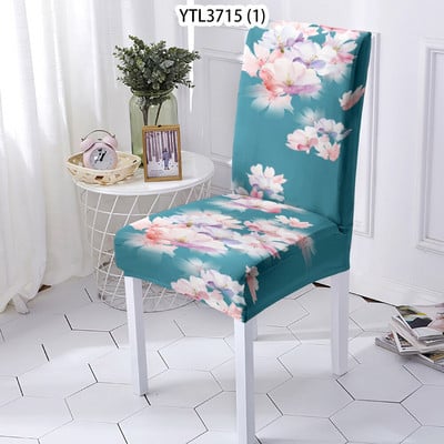 Gražūs gėlių namų dekoravimo spandekso poliesterio elastiniai tamprūs valgomojo kėdžių užvalkalai biuro žaidimų kėdėms