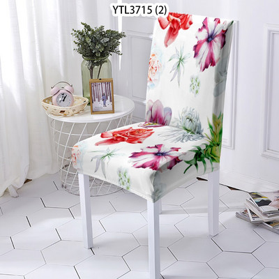 Gražūs gėlių namų dekoravimo spandekso poliesterio elastiniai tamprūs valgomojo kėdžių užvalkalai biuro žaidimų kėdėms