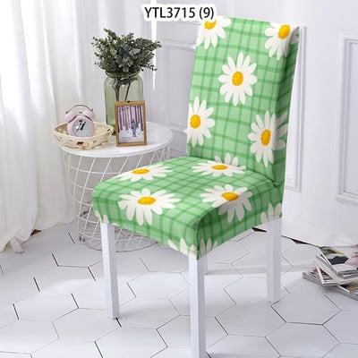 Gražūs gėlių namų dekoravimo spandekso poliesterio elastiniai tamprūs valgomojo kėdžių užvalkalai biuro žaidimų kėdėms