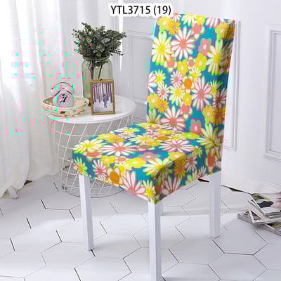 Gražūs gėlių namų dekoravimo spandekso poliesterio elastiniai tamprūs valgomojo kėdžių užvalkalai biuro žaidimų kėdėms