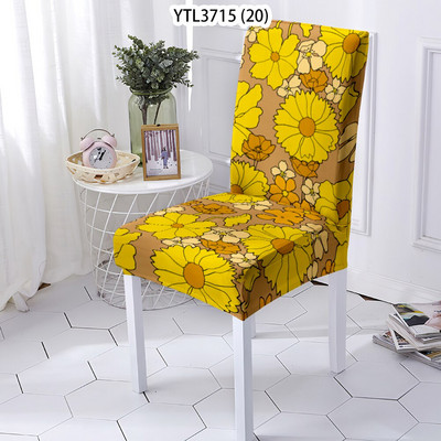 Gražūs gėlių namų dekoravimo spandekso poliesterio elastiniai tamprūs valgomojo kėdžių užvalkalai biuro žaidimų kėdėms