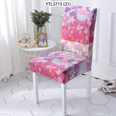 Gražūs gėlių namų dekoravimo spandekso poliesterio elastiniai tamprūs valgomojo kėdžių užvalkalai biuro žaidimų kėdėms
