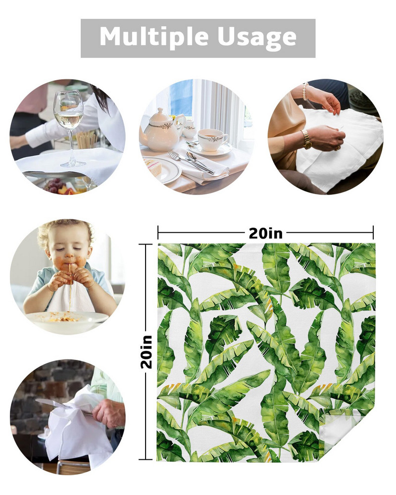 Bananų atogrąžų augalų lapai Stalo servetėlių šluostės rinkinys Minkšta nosinaitė Vestuvių puošmena Banketai Vakarienė Servetėlės Audinys