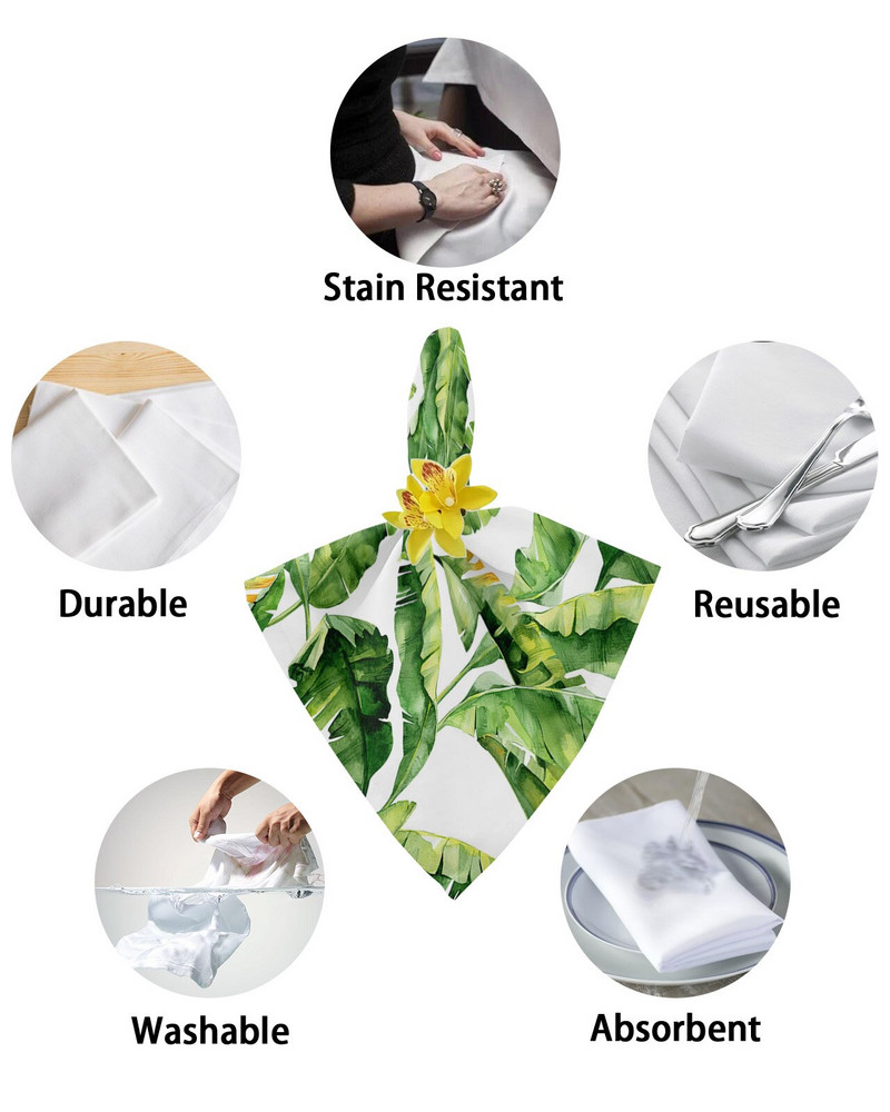 Bananų atogrąžų augalų lapai Stalo servetėlių šluostės rinkinys Minkšta nosinaitė Vestuvių puošmena Banketai Vakarienė Servetėlės Audinys